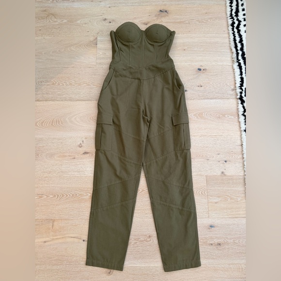 Retrofete Noa Strapless Cargo Olive Jumpsuit - Medium (Worn once) - Picture 2 of 6